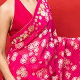 Handwoven Fuchsia Chiffon Banarasi Saree