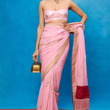Handwoven Pink Chiffon Banarasi Saree
