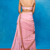 Handwoven Pink Chiffon Banarasi Saree