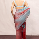 Blue Ombre Multicolour Chiffon Saree