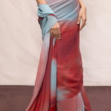 Blue Ombre Multicolour Chiffon Saree