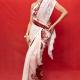 Handwoven Ivory Digital Print Saree