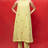 Handwoven Pistachio Embroidered Suit Set