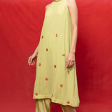 Handwoven Pistachio Embroidered Suit Set