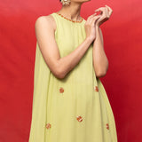 Handwoven Pistachio Embroidered Suit Set