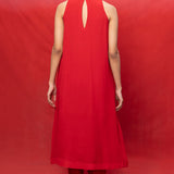 Handwoven Red Georgette Embroidered Suit Set