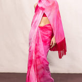 Pink Ombre Multicolour Chiffon Saree