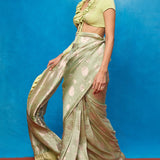 Handwoven Pistachio Chiffon Bansari Saree