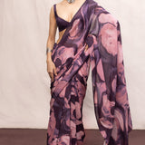 Purple & Pink Multicolour Chiffon Saree