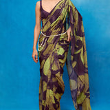 Purple Multicolour Chiffon Saree