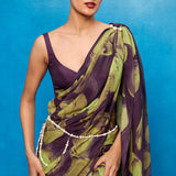 Purple Multicolour Chiffon Saree