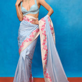 Handwoven Ice Blue Silk Bansari Saree