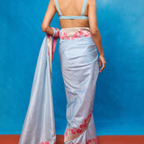 Handwoven Ice Blue Silk Bansari Saree