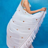 Handwoven Blue Georgette Embroidered Saree