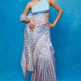Handwoven Ice Blue Tissue Embroidered Saree