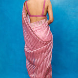 Handwoven Pink Tissue Embroidered Saree
