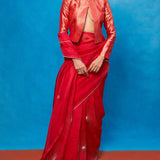 Handwoven Red Kora Bansari Saree