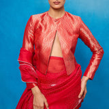 Handwoven Red Kora Bansari Saree