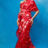 Handwoven Red Silk Bansari Saree