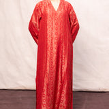 Handwoven Red Silk Embossed Kaftan