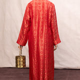 Handwoven Red Silk Embossed Kaftan