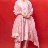 Handwoven Pink Silk Banarasi Suit Set