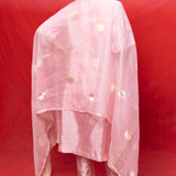 Handwoven Pink Silk Banarasi Suit Set