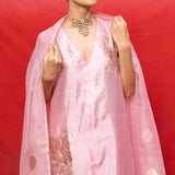 Handwoven Pink Silk Banarasi Suit Set