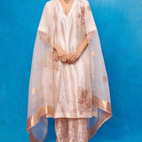 Handwoven Off-White Silk Banarasi Suit Set
