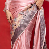 Handwoven Pink Silk Banarasi Saree