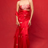 Handwoven Red Silk Embroidered Saree