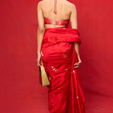 Handwoven Red Silk Embroidered Saree