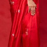 Handwoven Red Silk Embroidered Saree