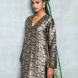 Handwoven Black & Gold Banarasi Kaftan