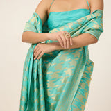 The Turquoise Blue Gerum Saree