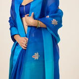 Handwoven Deep Blue Organza Saree