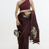 Handwoven Burgundy Saree