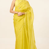 Handwoven Canary Yellow Organza Saree