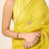 Handwoven Canary Yellow Organza Saree