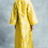 Handwoven Canary Yellow Banarasi Kaftan