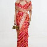 Handwoven Carmine Red Mashroo Silk Saree