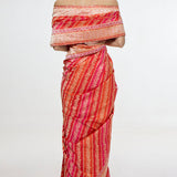 Handwoven Carmine Red Mashroo Silk Saree