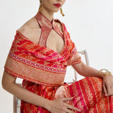 Handwoven Carmine Red Mashroo Silk Saree