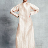 Handwoven Champagne Gold Banarasi Kaftan