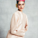 Handwoven Champagne Gold Banarasi Kaftan