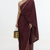 Pre Draped Handwoven Chestnut Mashroo Silk Saree