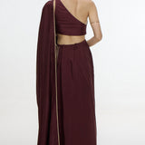 Pre Draped Handwoven Chestnut Mashroo Silk Saree