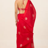 Handwoven Crimson Red Organza Saree