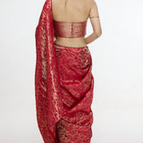 Handwoven Crimson Red Silk Tissue Saree