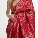 Handwoven Crimson Red Silk Tissue Saree